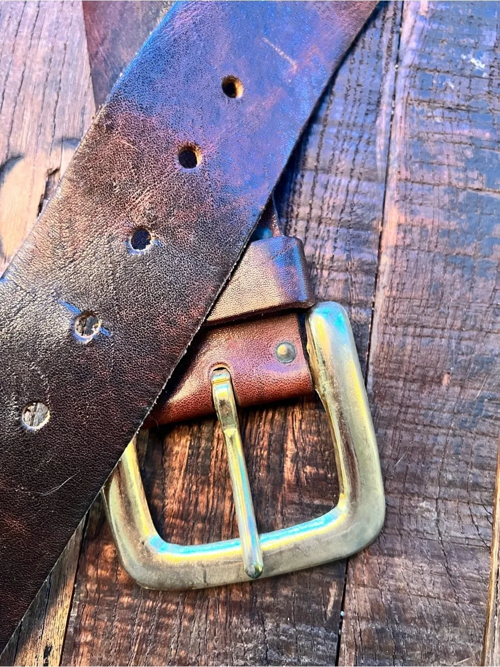 Vintage-Inspired Brown soft Leather Belt with Embroidered Detail